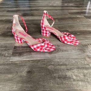 SOLD Betsey Johnson block heels in plaid red